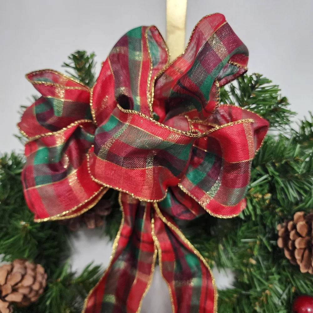 Kurt Adler 20 Inch Holiday Wreath with Pinecones, Berries And Bow